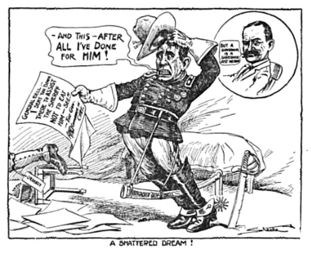 cartoon showing General Sherman Bell