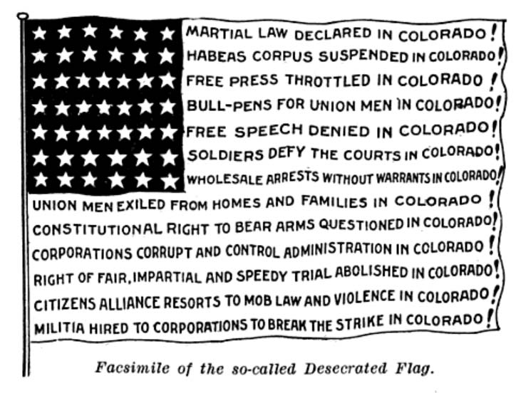 drawing of the "so-called desecrated flag"