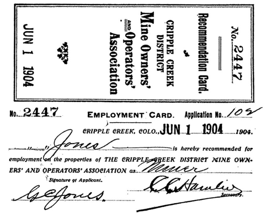 facsimile, mine owners & operators permission to work card